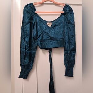 Teal Long Sleeve Crop Top